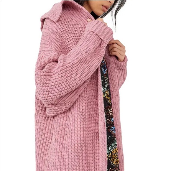 FREE PEOPLE Swim Too Deep Cardigan NWT Sz XS Smoked Pink - Picture 4 of 16